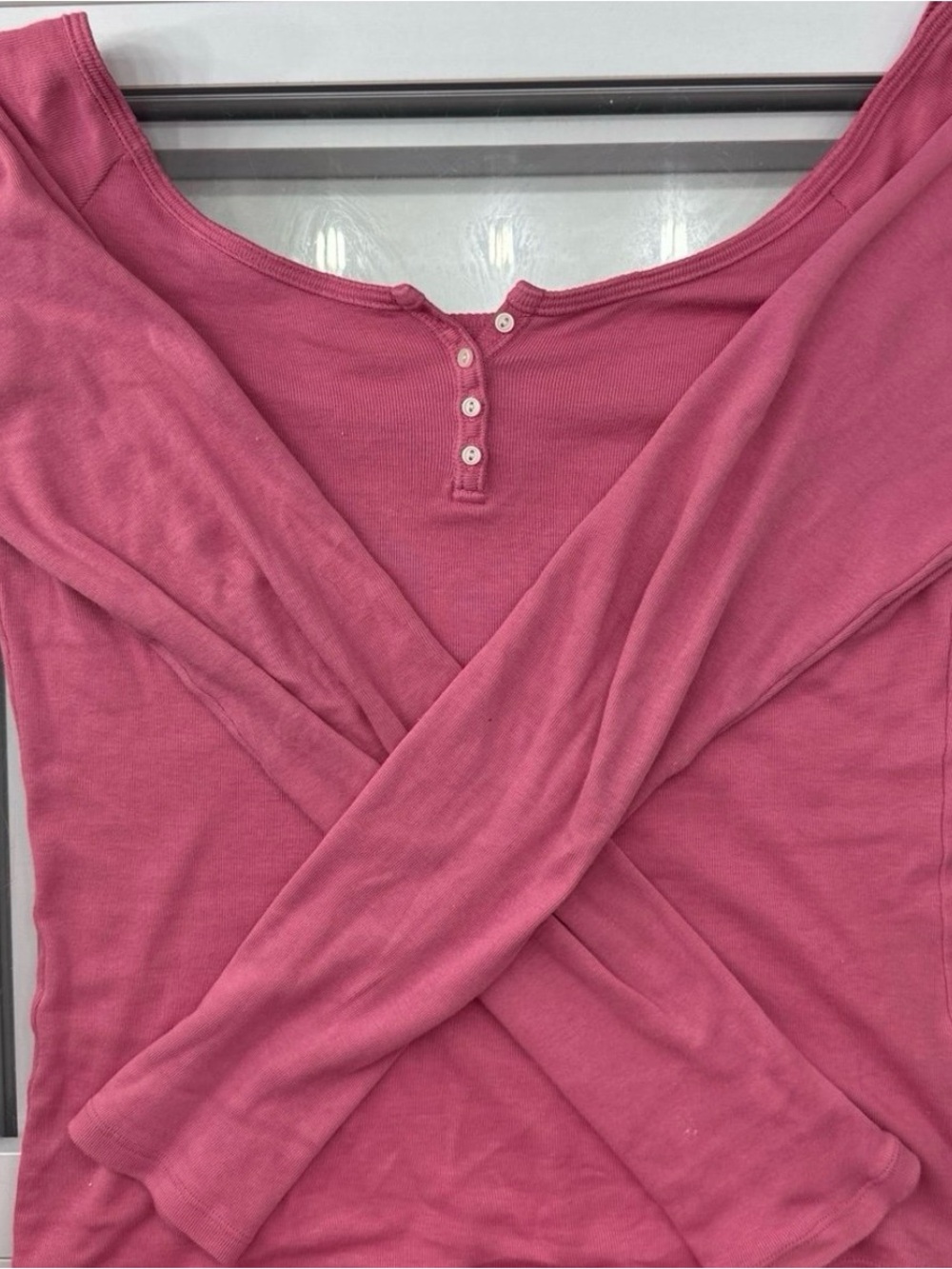 Brandy Millville Pink Fitted Long Sleeve Top A Scoop Neck (Ready To Ship)